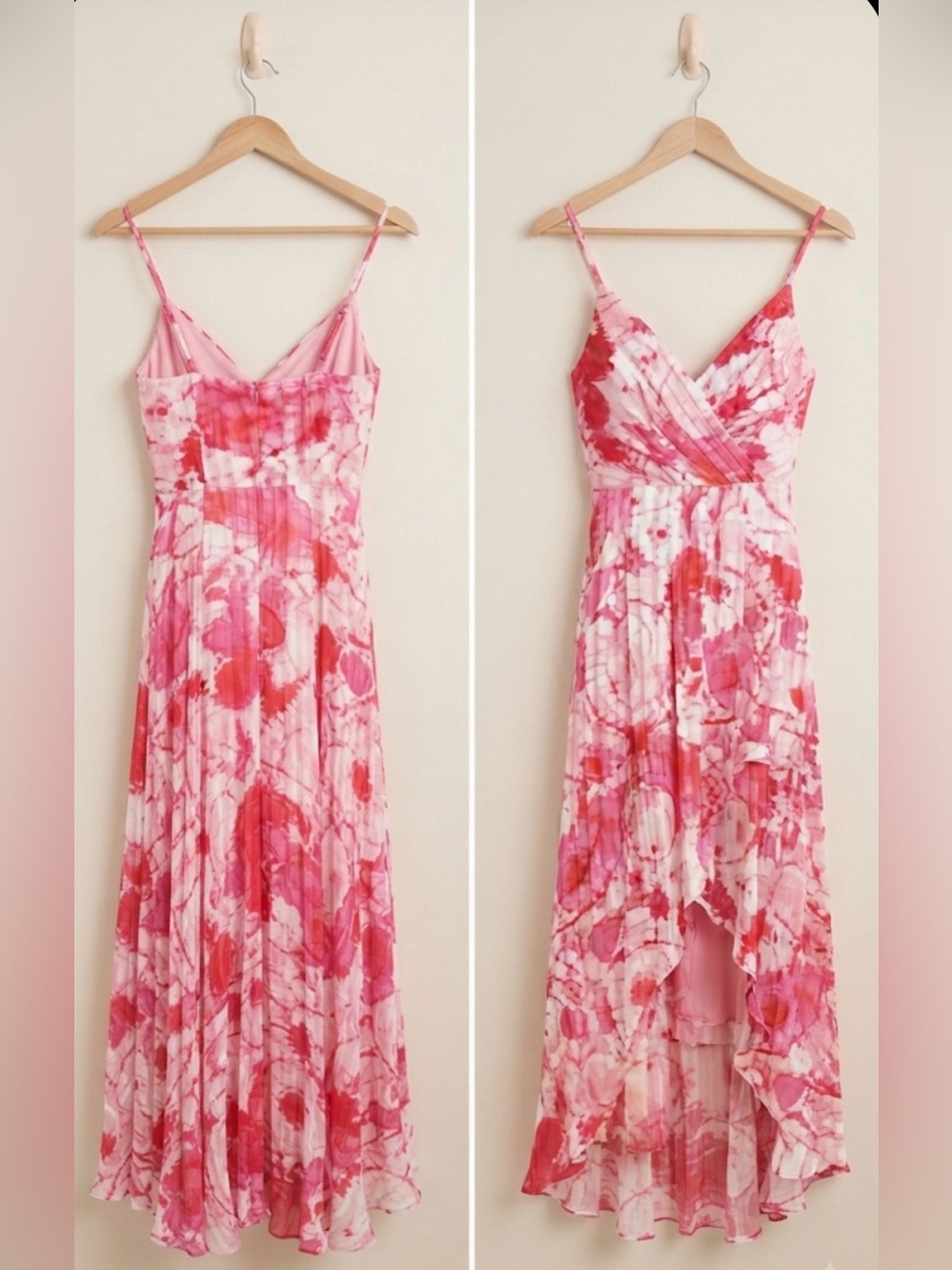 Lulus An Enchanting Dream Pink Multi Print High-low Maxi Dress - Size L NWOT - Picture 5 of 5